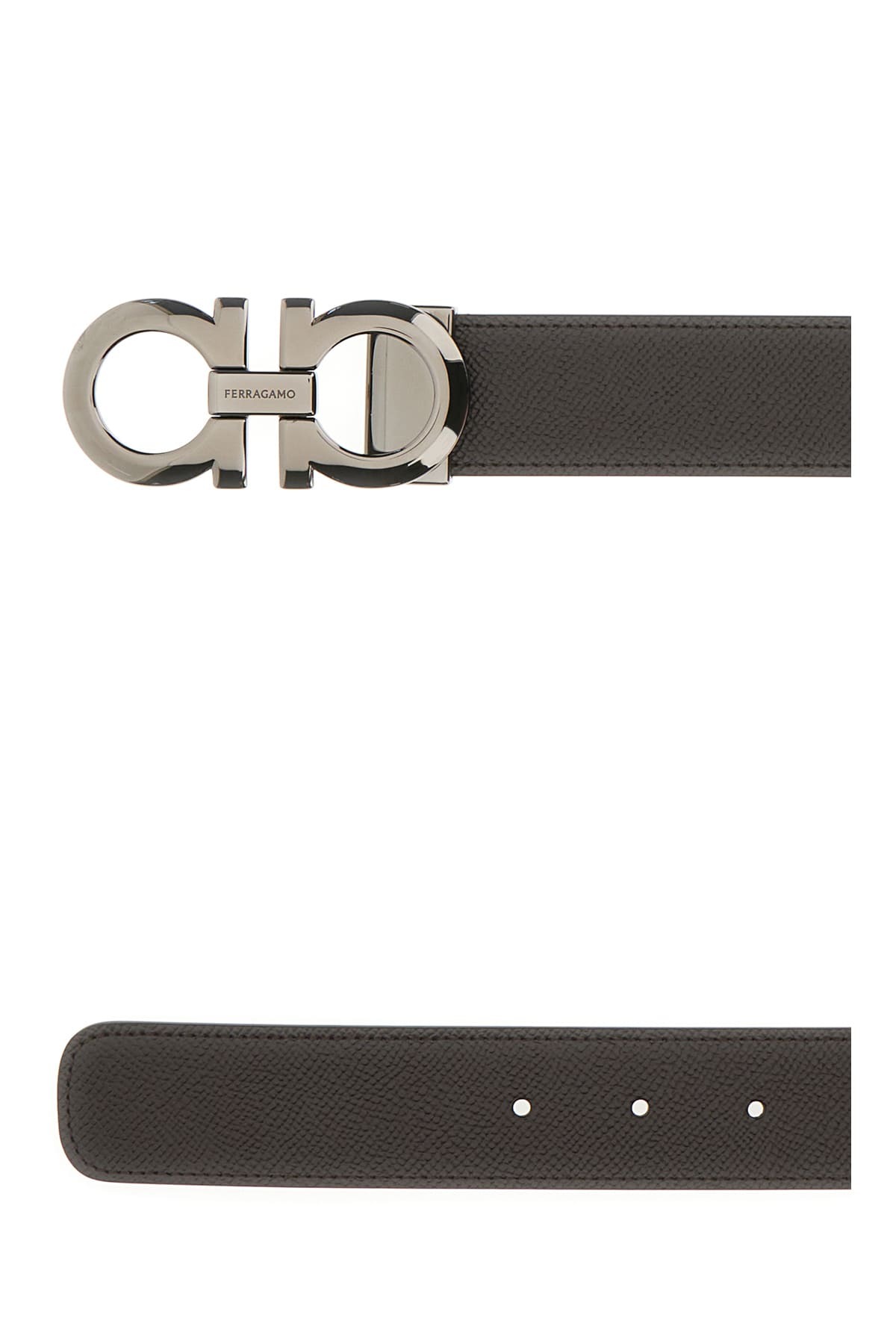 Ferragamo Dark Brown Leather Reversible Belt