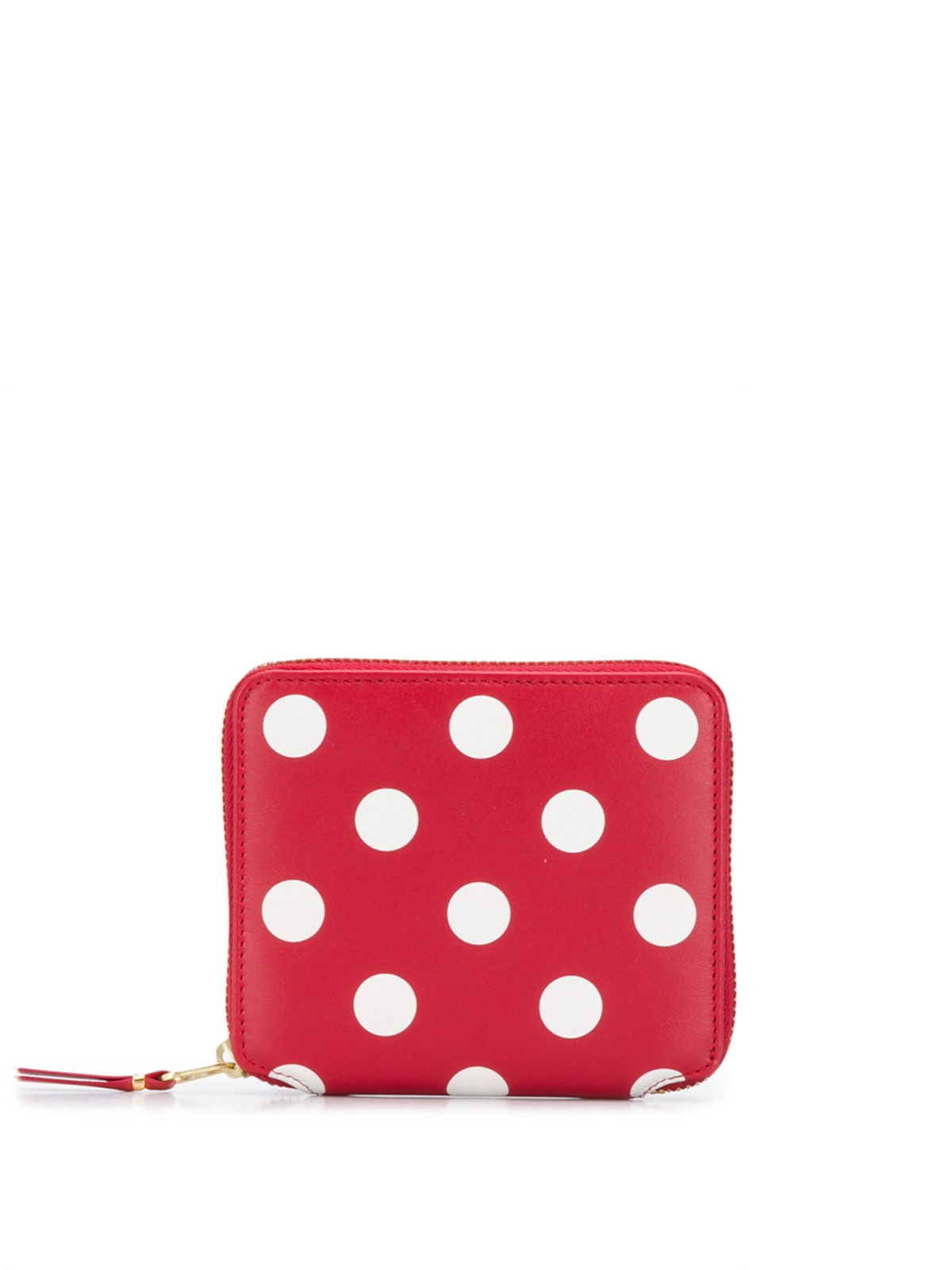 Comme des Garcons Wallets Dots Printed Leather Line Wallet in Red