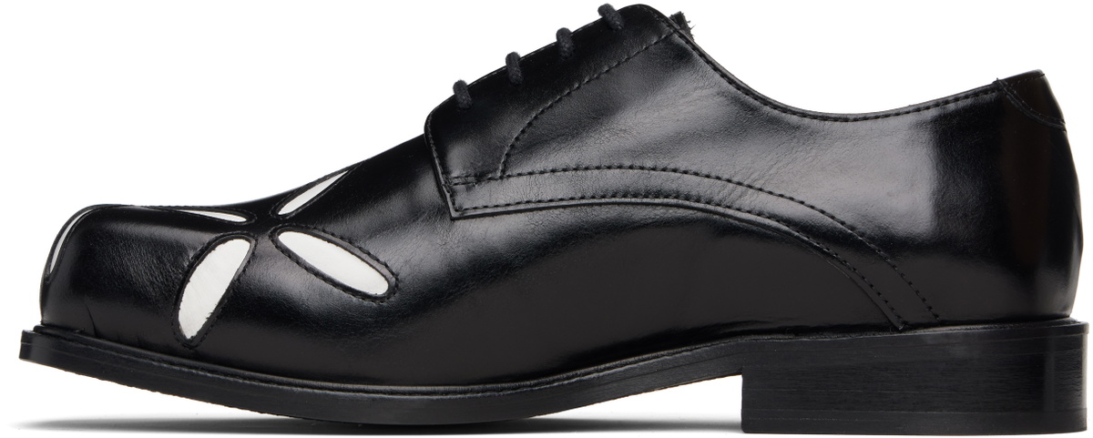 Stefan Cooke Black & White Slashed Square Toe Derbys