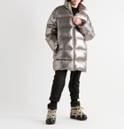 Rick Owens - Moncler Cyclopic Logo-Appliquéd Quilted Metallic Shell Down Coat - Silver