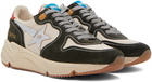 Golden Goose Gray & Beige Running Sole Sneakers