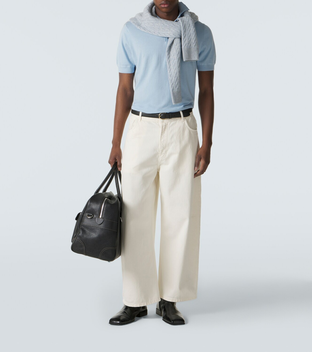 Allude Cotton, silk, and cashmere polo shirt