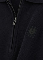 Belstaff Drift Half-zip Cotton-blend Jumper Navy
