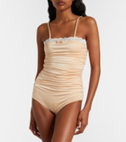 Chloé Lace-trimmed ruched bodysuit