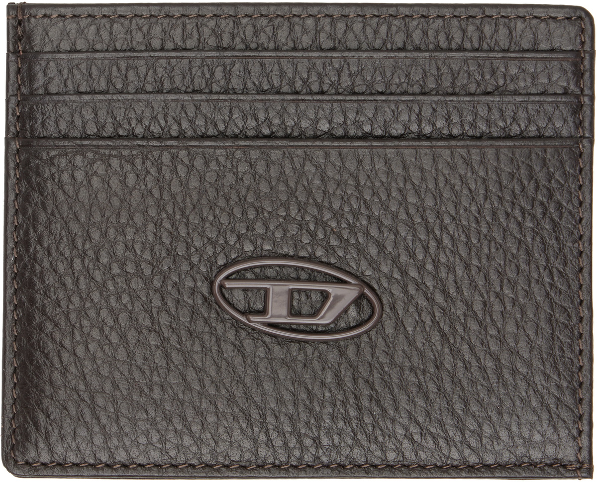 Diesel Brown Grained Leather Card Holder