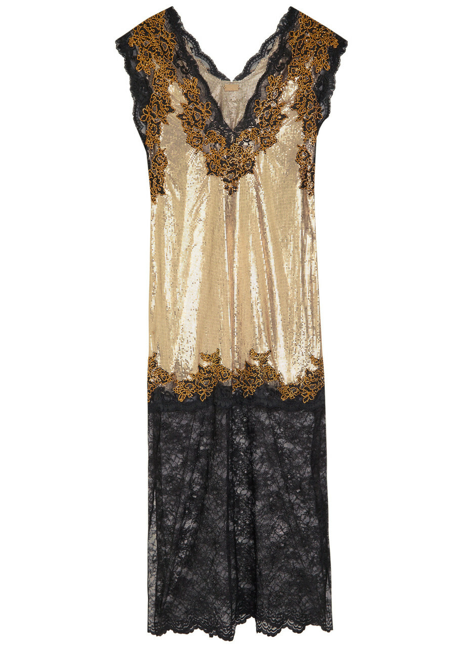 Paco Rabanne Midi Dress With Lace Inlays Paco Rabanne