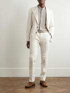 Brunello Cucinelli - Straight-Leg Pleated Cotton-Blend Twill Suit Trousers - White