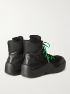 Bottega Veneta - Leather-Trimmed Nylon Hiking Boots - Black