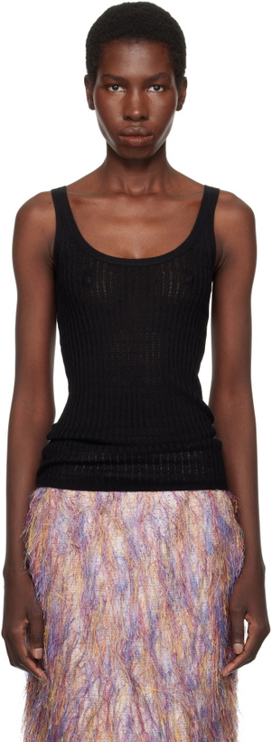 Photo: Gabriela Hearst Black Nevin Pointelle Knit Tank Top