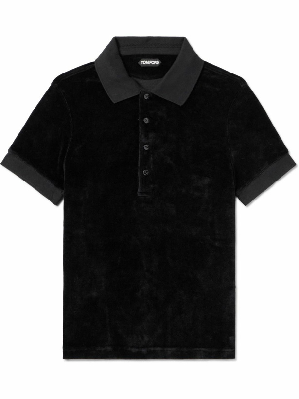 Photo: TOM FORD - Velour Polo Shirt - Black
