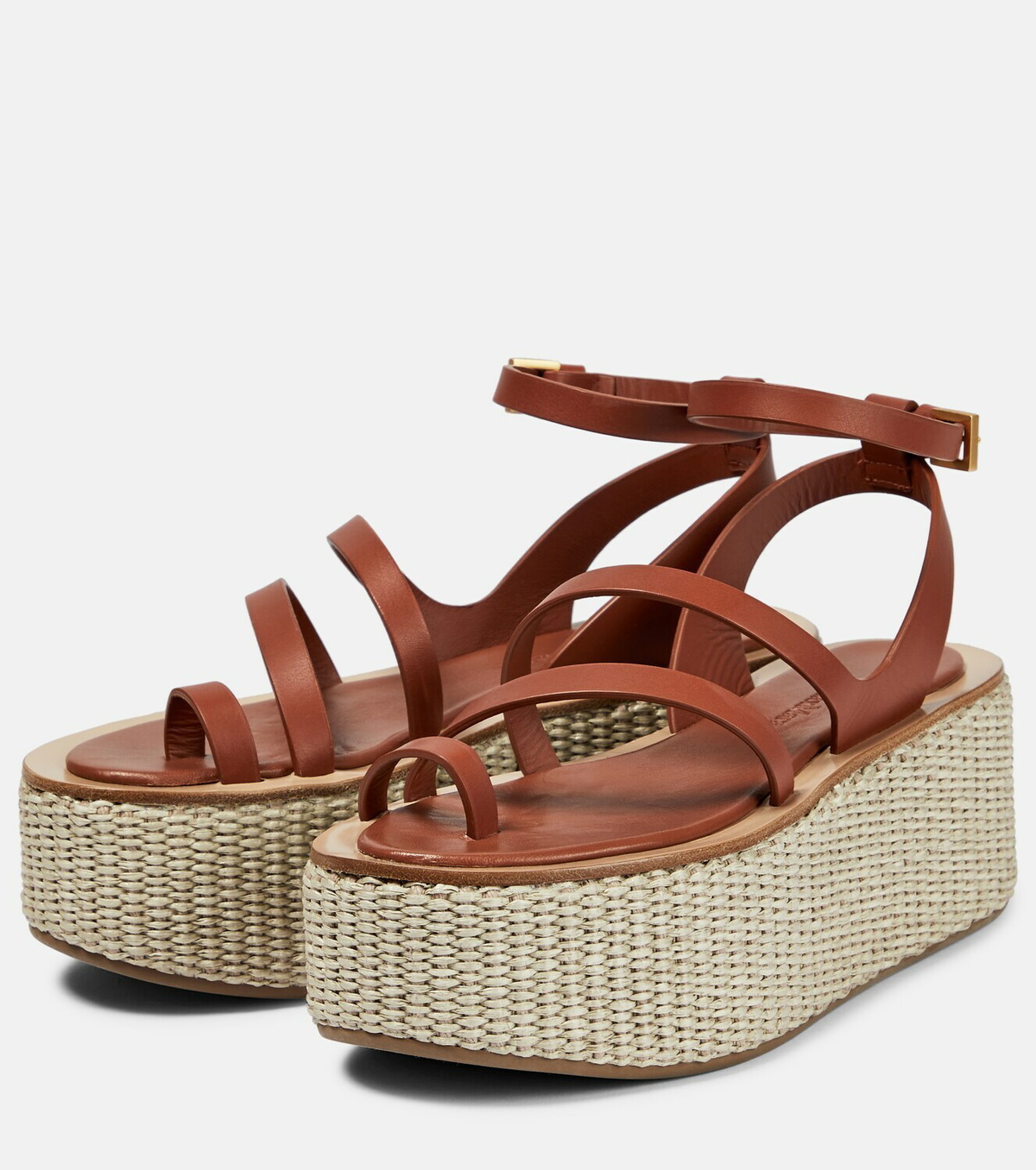 Max Mara - Biarritz leather platform espadrille sandals