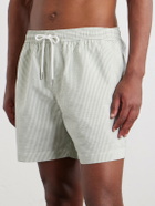 Mr P. - Oxford Striped Straight-Leg Mid-Length Swim Shorts - Green