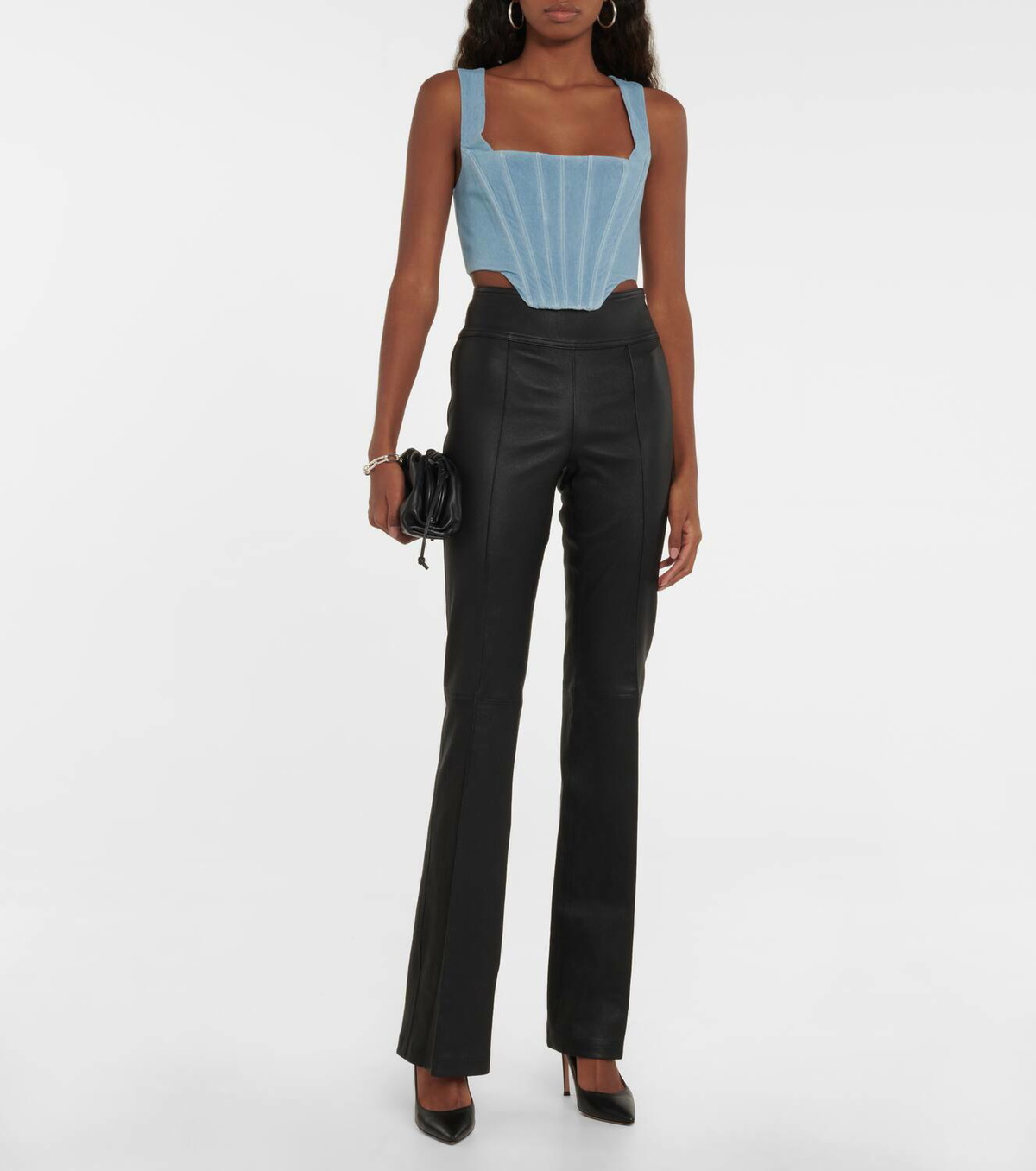 Staud Alice denim corset tank top