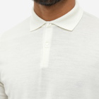 John Smedley Men's Merino Knit Polo Shirt in Snow White