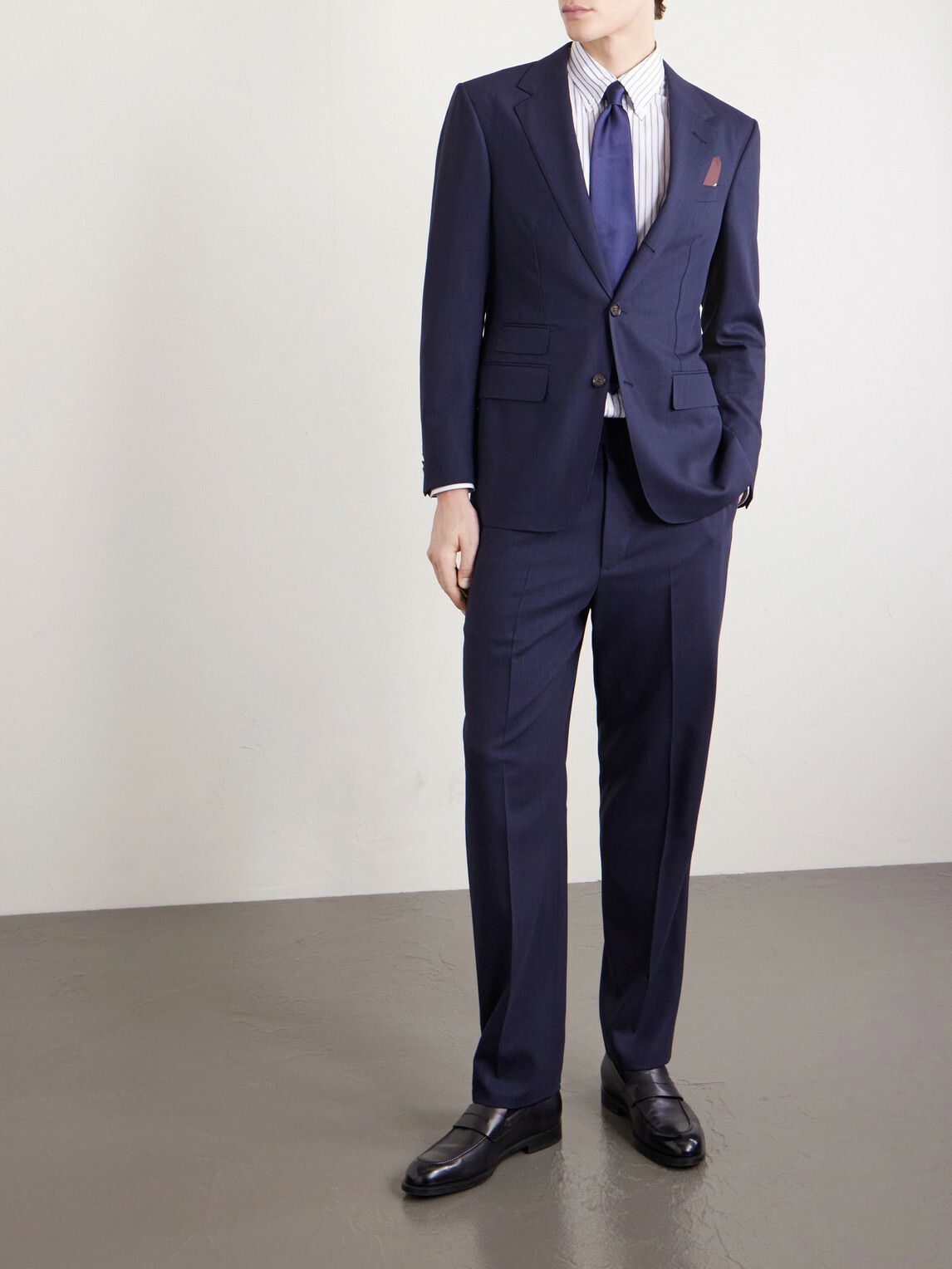 Dunhill - Pinstriped Wool Suit Jacket - Blue