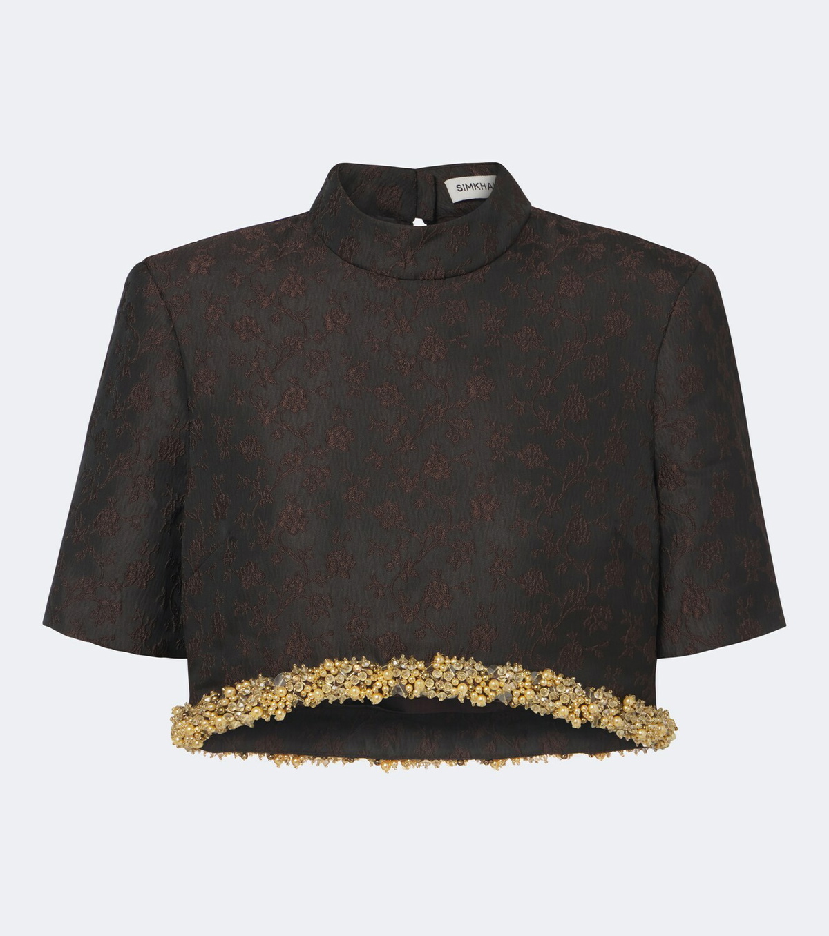 Simkhai Jalen embellished jacquard crop top