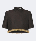Simkhai Jalen embellished jacquard crop top