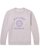 SAINT LAURENT - Logo-Print Cotton-Jersey Sweatshirt - Purple