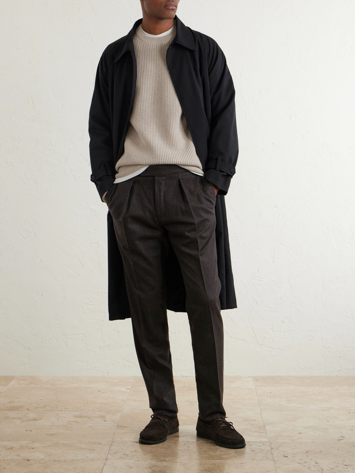 Slowear - Tapered Pleated Wool and Cashmere-Blend Suit Trousers - Brown