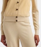 Loro Piana Acacia suede-trimmed cashmere and silk cardigan