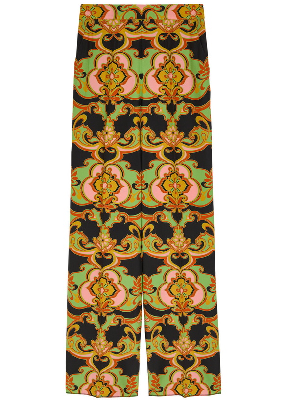 Photo: Etro Patterned Straight-leg Silk Trousers Black