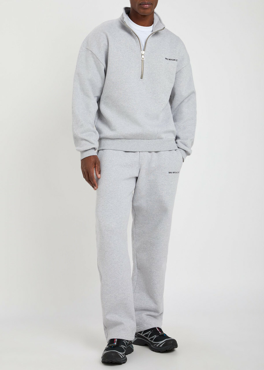 Mki Miyuki Zoku Uniform Half-zip Cotton-blend Sweatshirt Grey