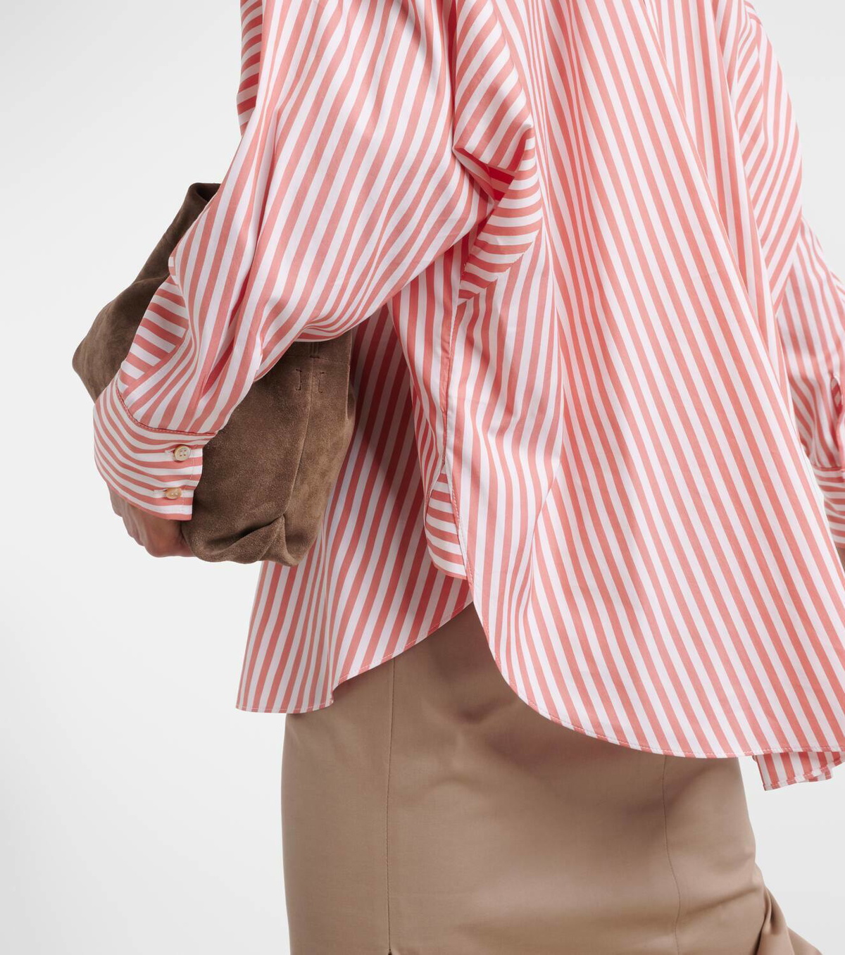 Brunello Cucinelli Oversized striped cotton and silk shirt