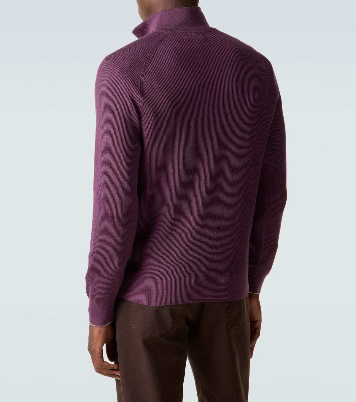 Brunello Cucinelli Ribbed-knit cotton half-zip sweater