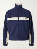 SAINT LAURENT - Panelled Logo-Embroidered Cassandre-Embellished Cotton Jacket - Blue