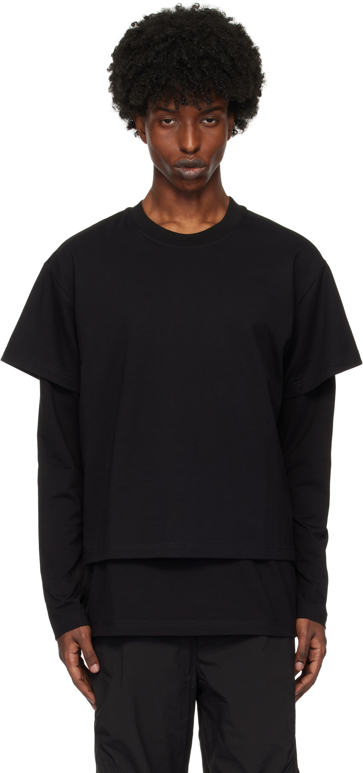 HELIOT EMIL Back Layered Crewneck T-shirt