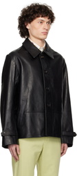 Bode Black Cropped Continental Leather Jacket