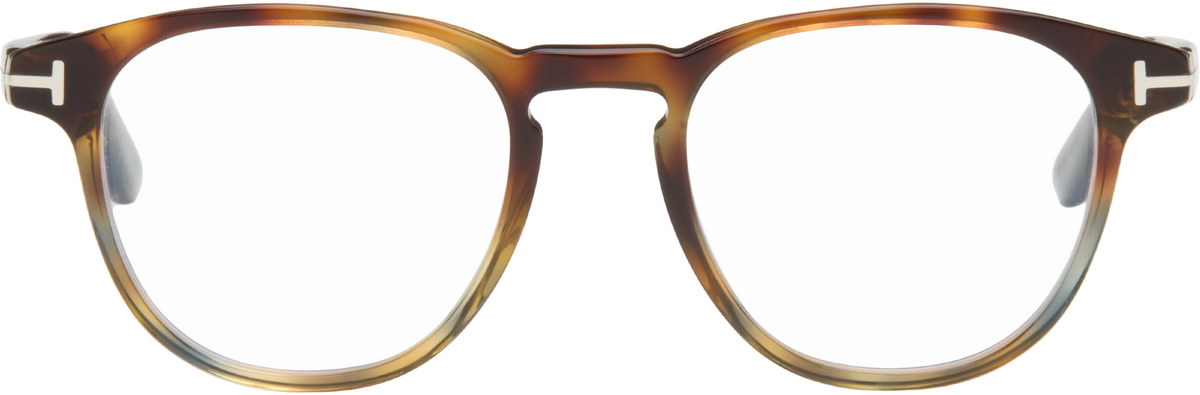 TOM FORD Brown Round Blue Light Glasses