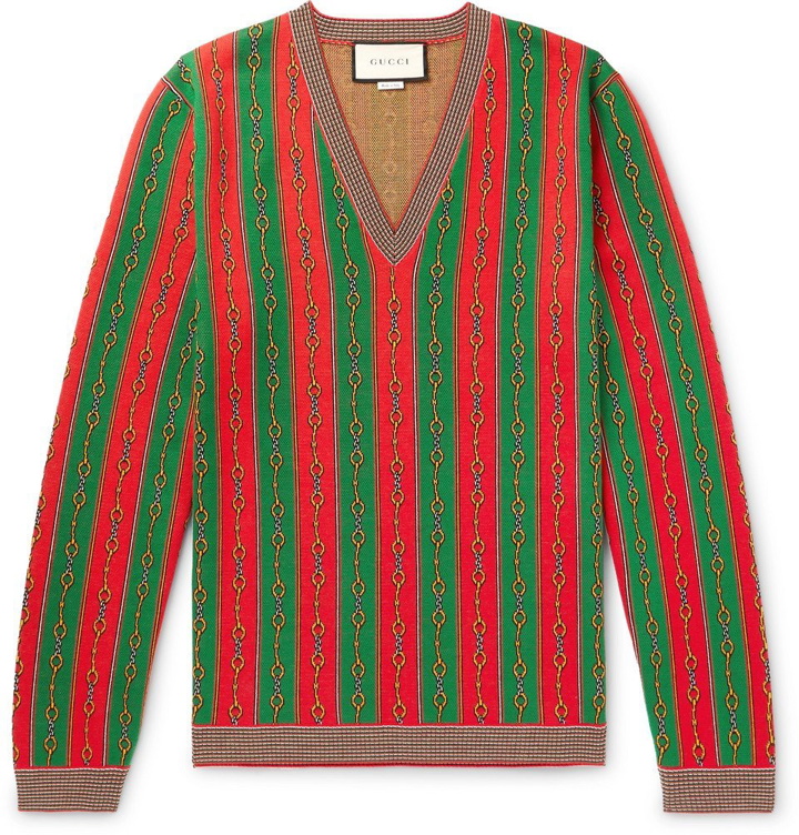 Photo: Gucci - Cotton, Wool and Cashmere-Blend Jacquard Sweater - Multi