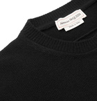 Alexander McQueen - Slim-Fit Suede Elbow-Patch Embellished Wool and Cashmere-Blend Sweater - Black