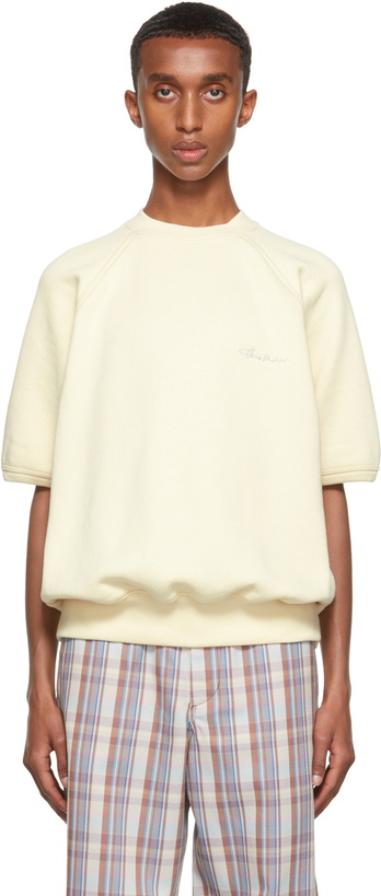 Photo: Acne Studios Yellow Logo Short Sleeve Sweatshirt