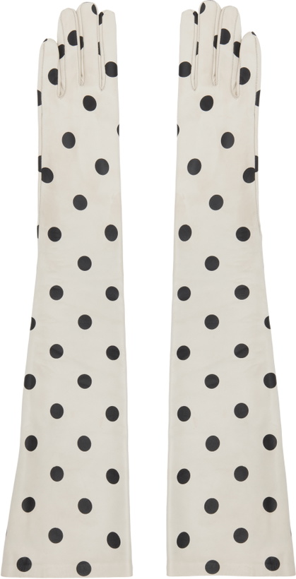 Photo: Moschino Off-White & Black Long Leather Gloves