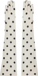 Moschino Off-White & Black Long Leather Gloves