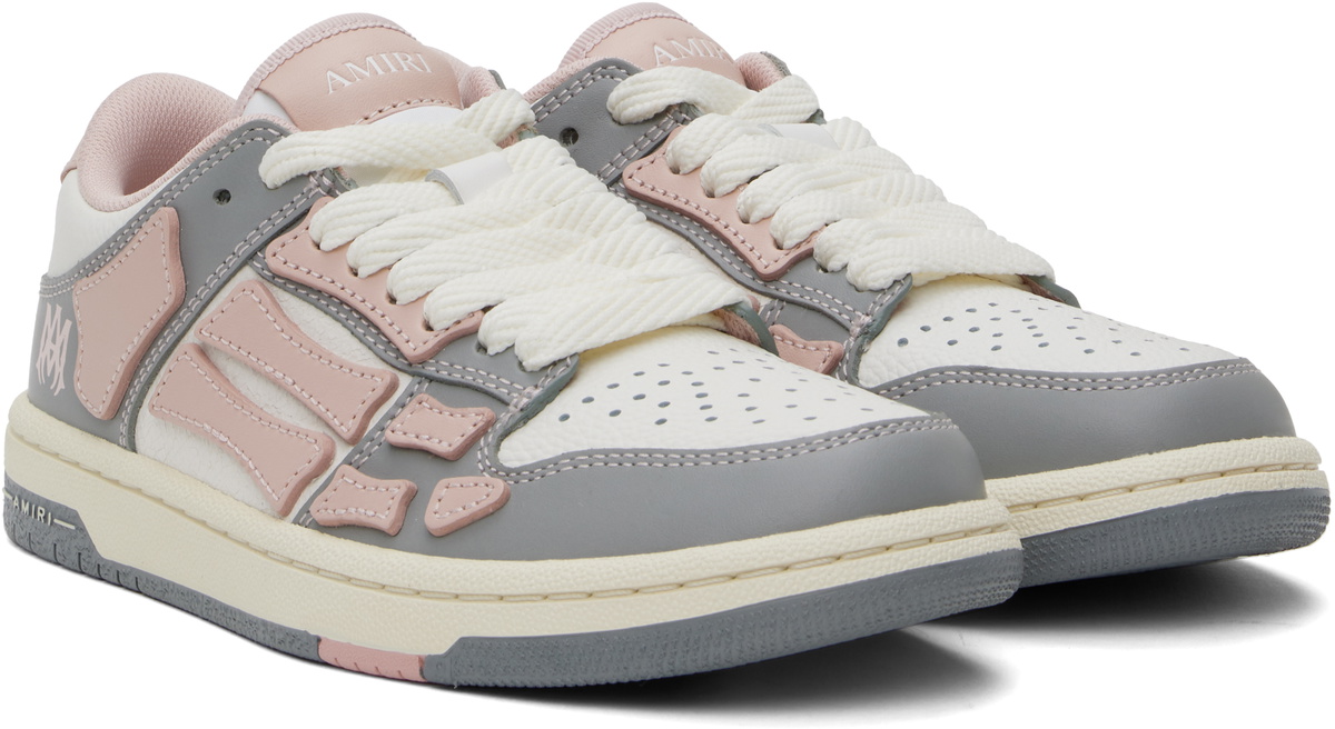 AMIRI Pink & Gray Varsity Skel Top Low Sneakers Amiri