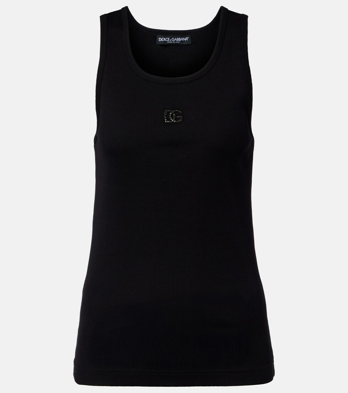 Dolce&Gabbana DG embellished ribbed-knit cotton tank top