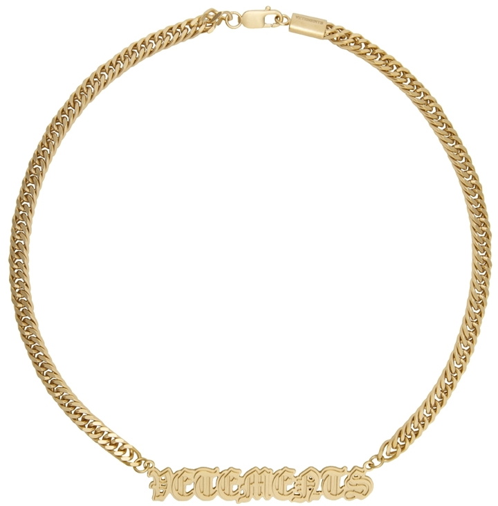 Photo: VETEMENTS Gold Gothic Logo Necklace
