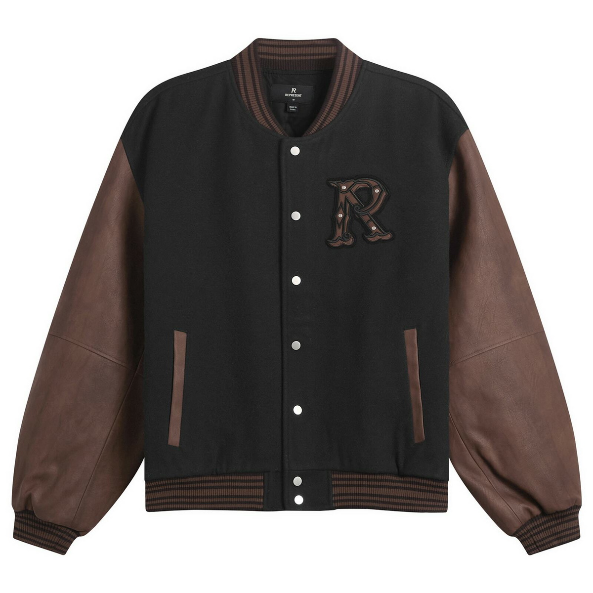 Represent Men's Vintage Varsity Jacket in Jet Black