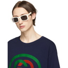 Gucci Off-White Bold Rectangular Sunglasses