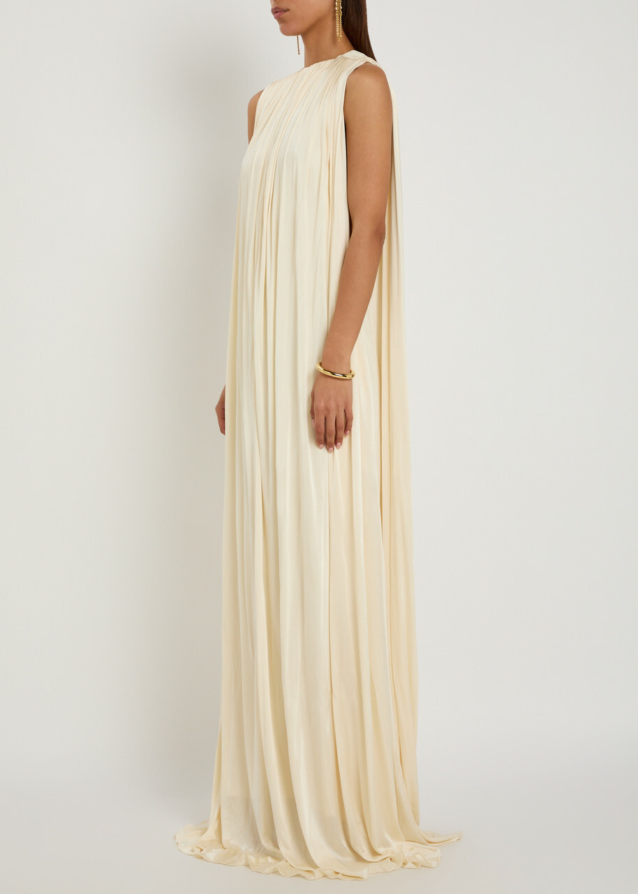 Petar Petrov Draped Gathered Stretch-jersey Gown Off White
