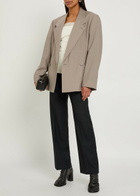 Lemaire Double-breasted Woven Blazer Taupe