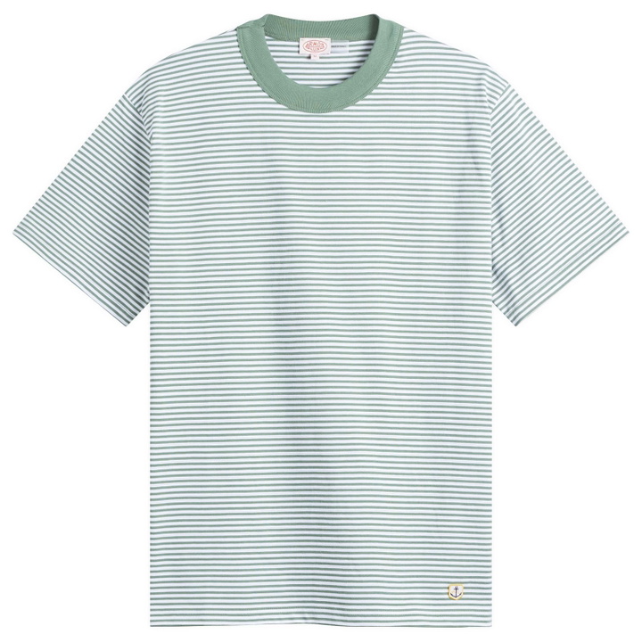 Photo: Armor-Lux Men's Fine Stripe T-Shirt in Ivy/Blanc