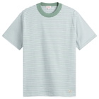 Armor-Lux Men's Fine Stripe T-Shirt in Ivy/Blanc