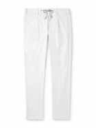 Eleventy - Straight-Leg Pleated Cotton-Blend Twill Trousers - White