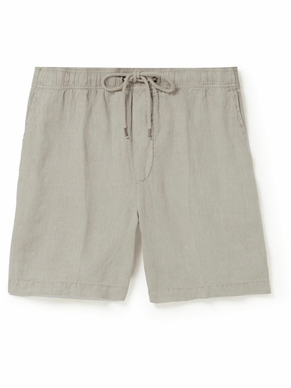 James Perse - Straight-Leg Garment-Dyed Linen Drawstring Shorts - Gray ...