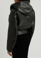 Alaïa Hooded Leather Biker Jacket Black