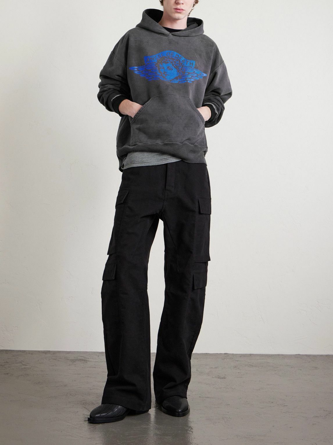 SAINT MXXXXXX - Angel Printed Cotton-Jersey Hoodie - Black